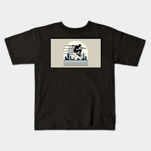 City Soar: Monochrome Skateboarder Kids T-Shirt